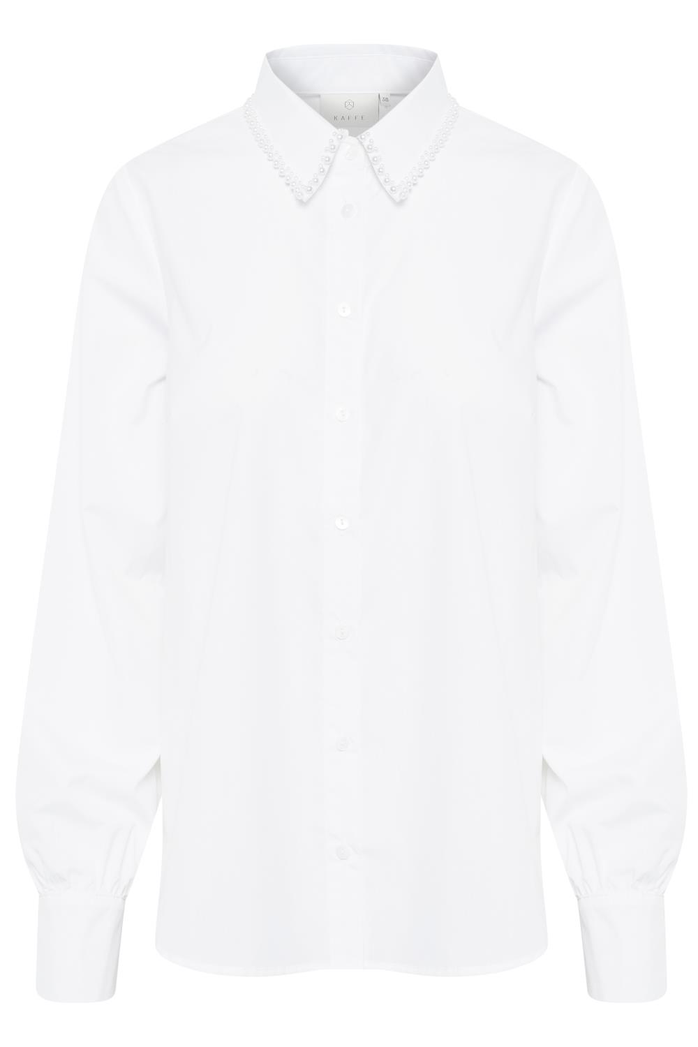 Kaffe Elloma Shirt, hvit skjorte med perler