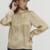 Pulz Dorota Blouse, beige bluse med hals