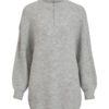 Vila Leah zipper L/S strikket tunika, lys grå