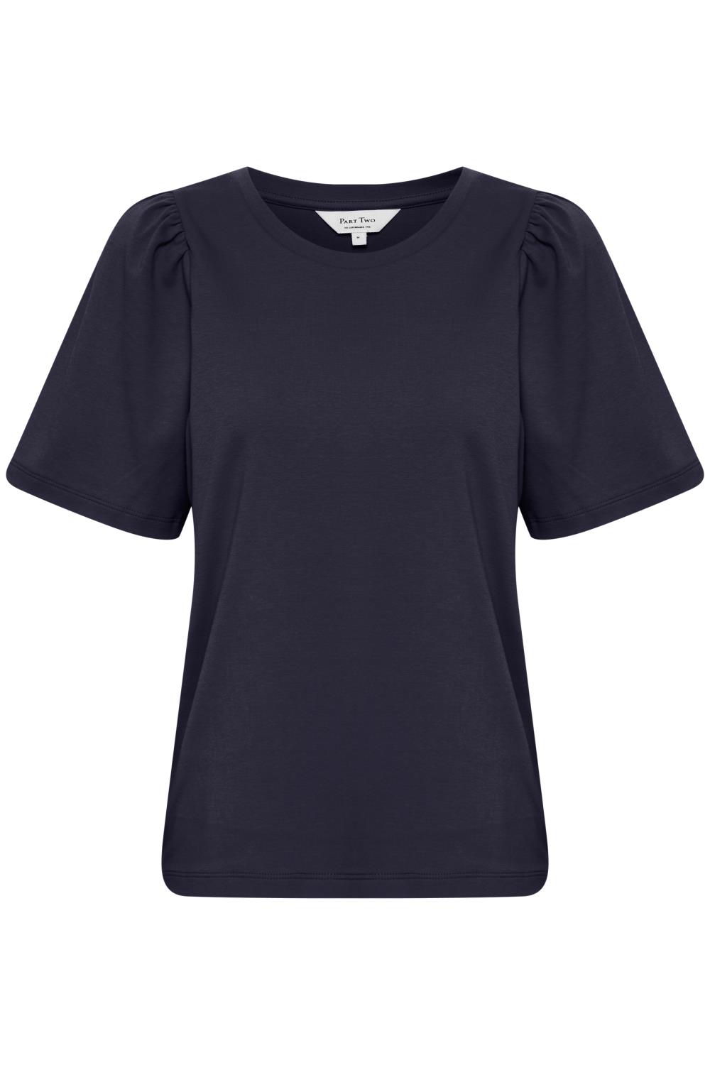 Part Two Imalea t-skjorte med puffermer, marineblå