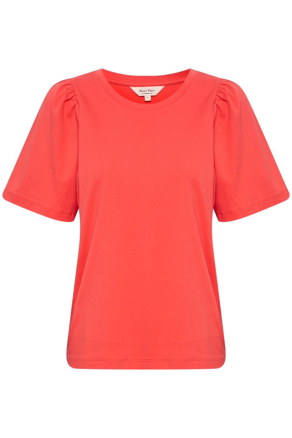 Part Two Imalea t-skjorte med puffermer, rød