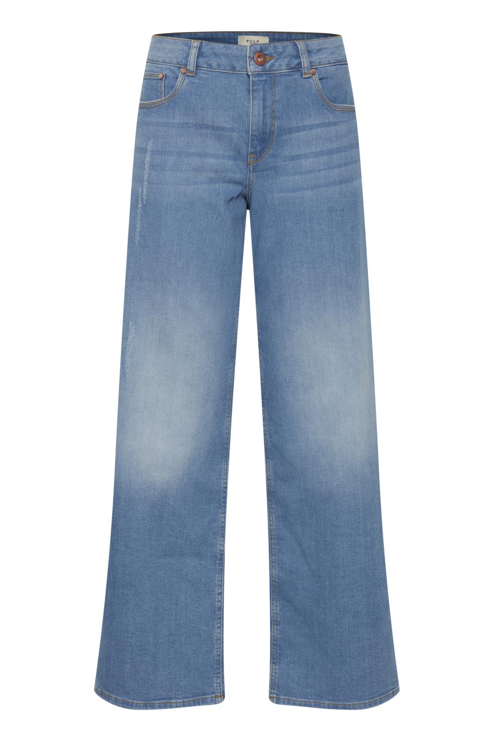 Pulz Emma Jeans Wide Leg, lys denim blå