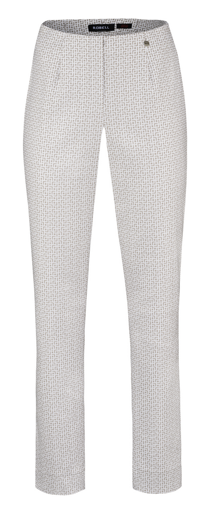 Robell Marie bukse, 78 cm, mønstret offwhite/beige