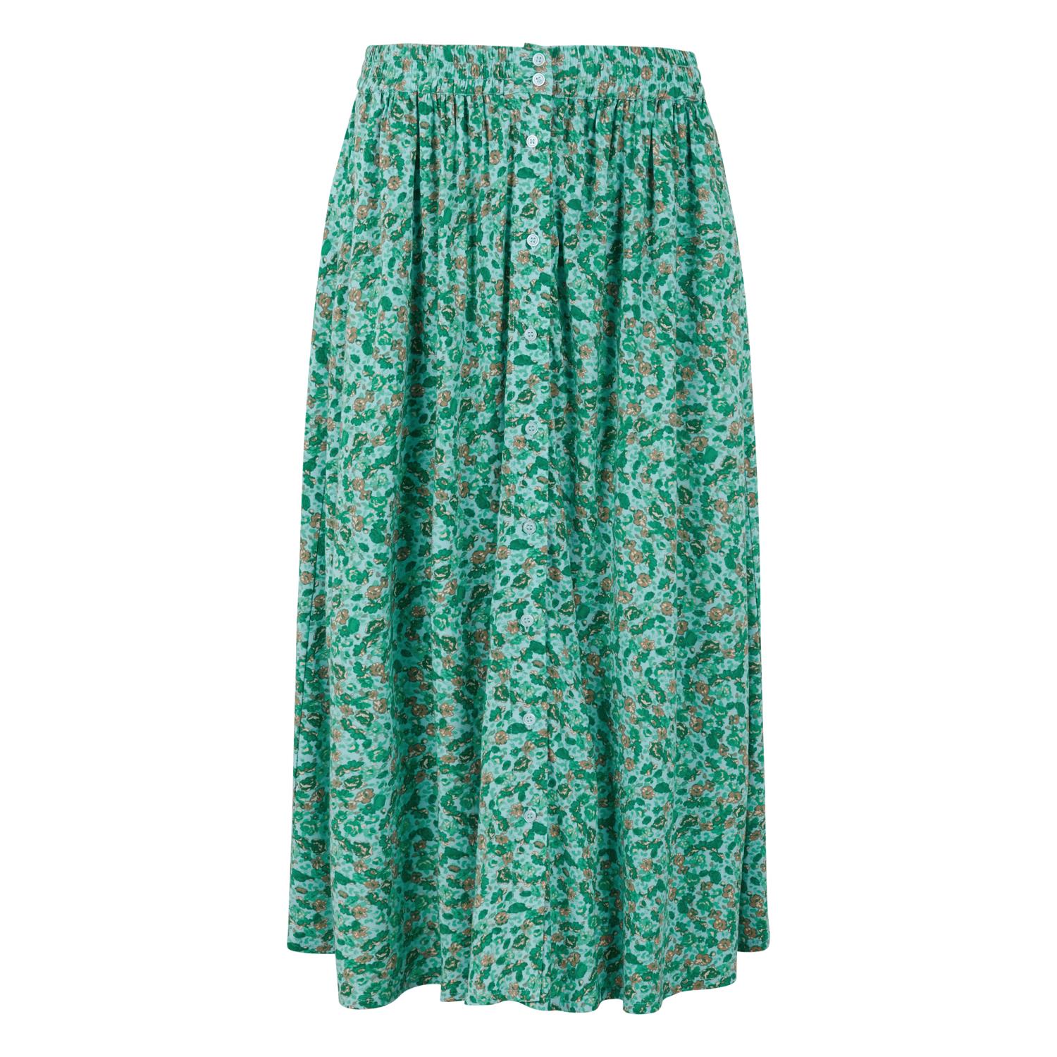 Soft Rebels Janni Midi Skirt, mønstret blå/grønn