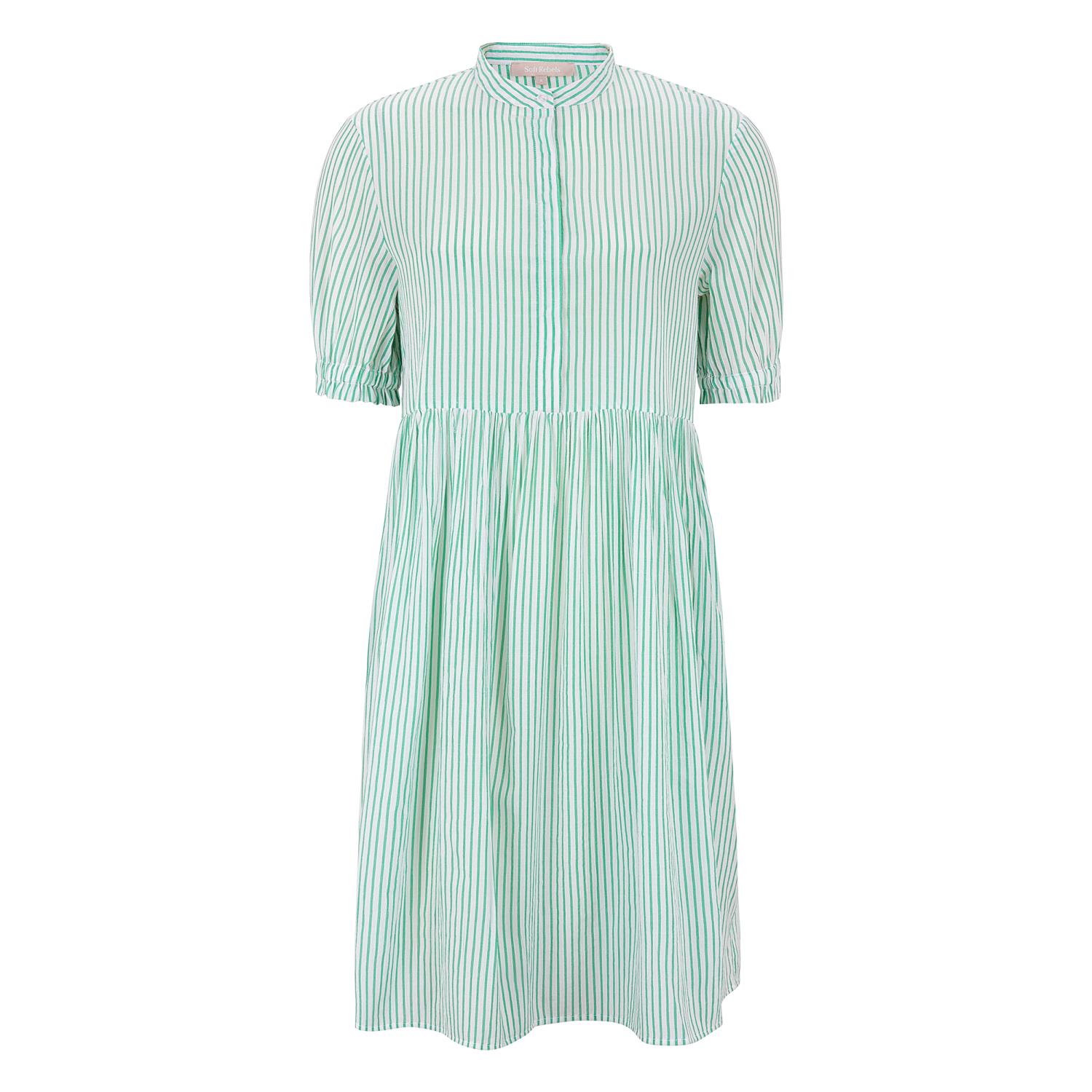 Soft Rebels Allysia Dress, stripet grønn/hvit