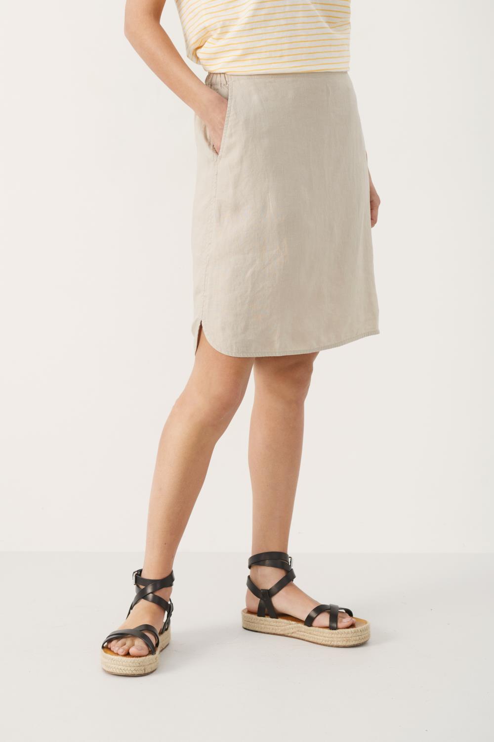 Part Two Rhapso Skirt, beige linskjørt