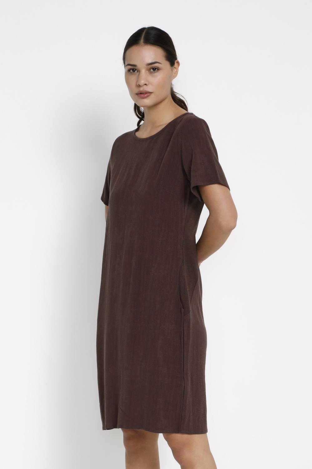 Kaffe Liny Dress, brun viskose/lin kjole