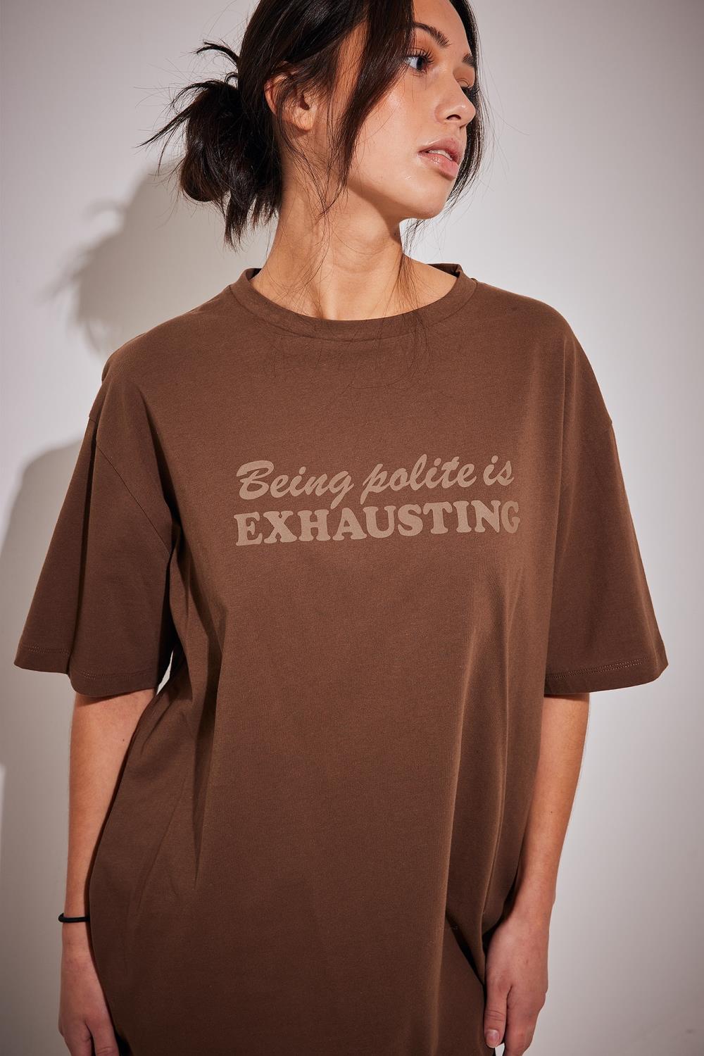 NA-KD Being Polite Tee, Brun oversized