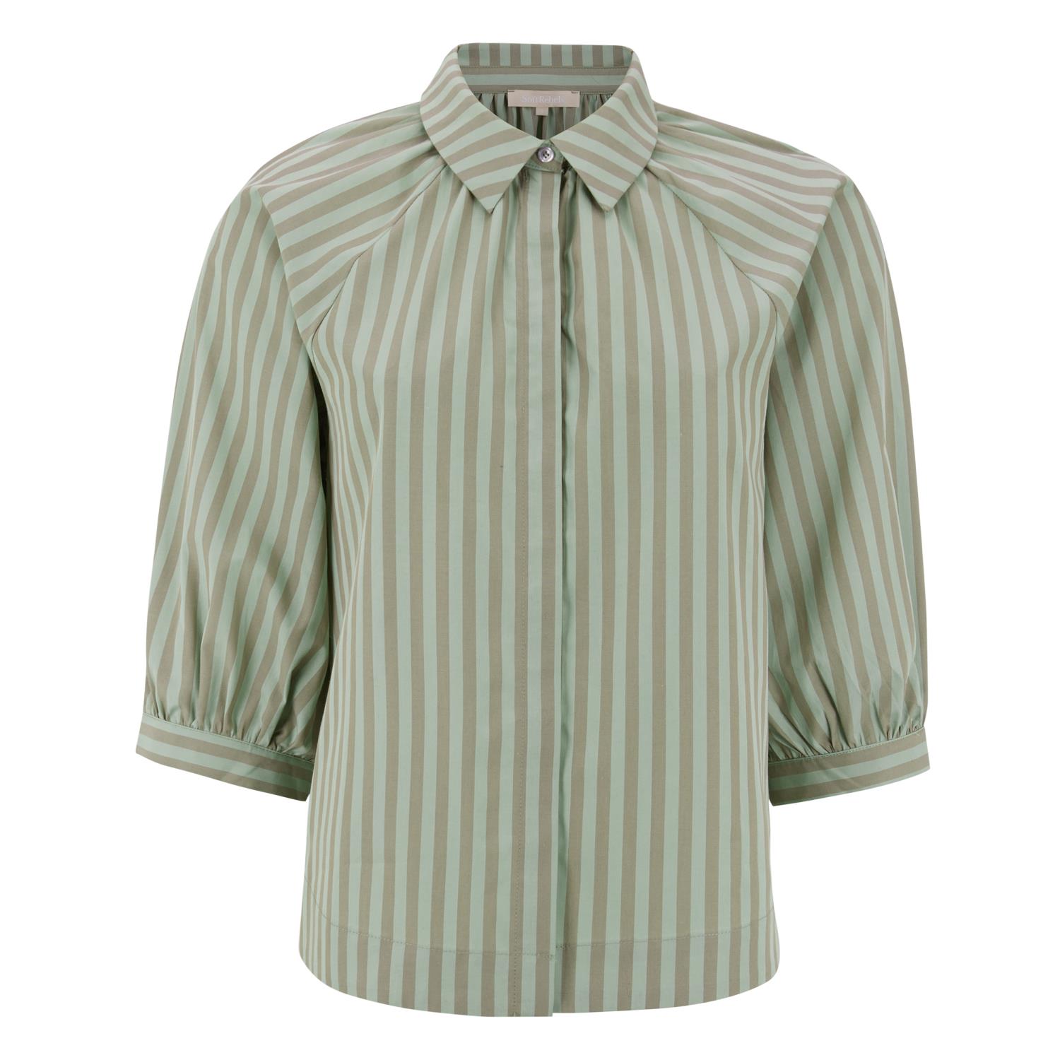 Soft Rebels Sutton 3/4 Shirt Striped, grønn