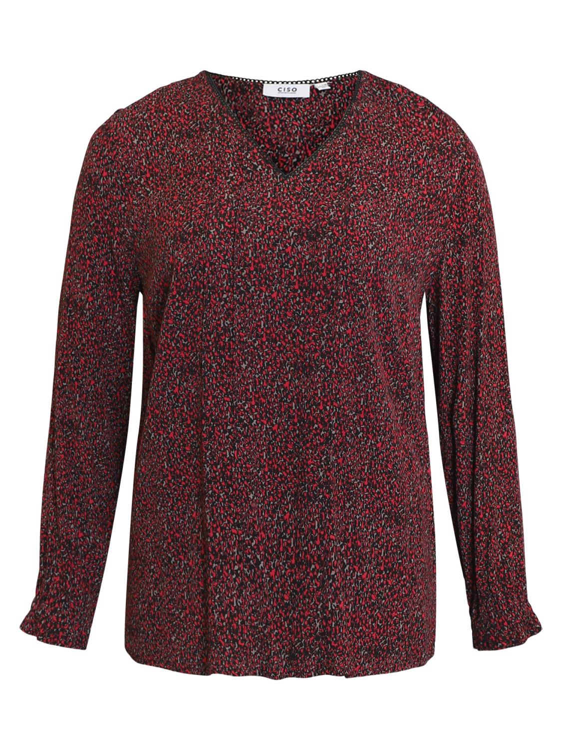 Ciso mønstret bluse, rød/sort