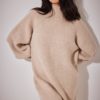 NA-KD Oversized Knitted Polo Dress, beige