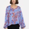 Soft Rebels SRAlivia V-neck Blouse, blå/blomstret