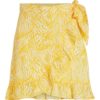 Vila Vilimia Eva Short Wrap Skirt, gult/mønstret