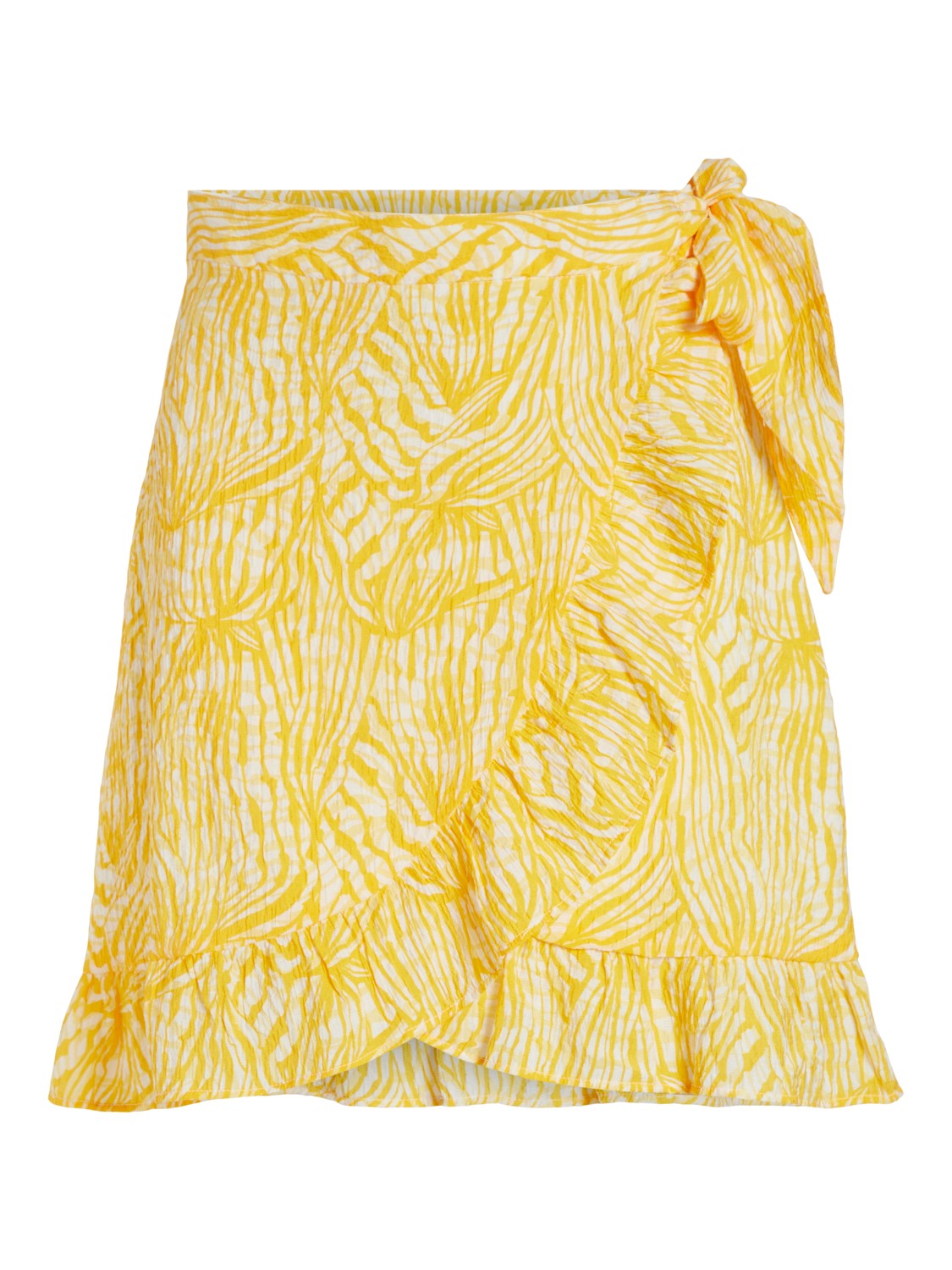 Vila Vilimia Eva Short Wrap Skirt, gult/mønstret