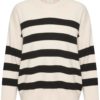 Kaffe Tya Knit Pullover, offwhite/sort stripet