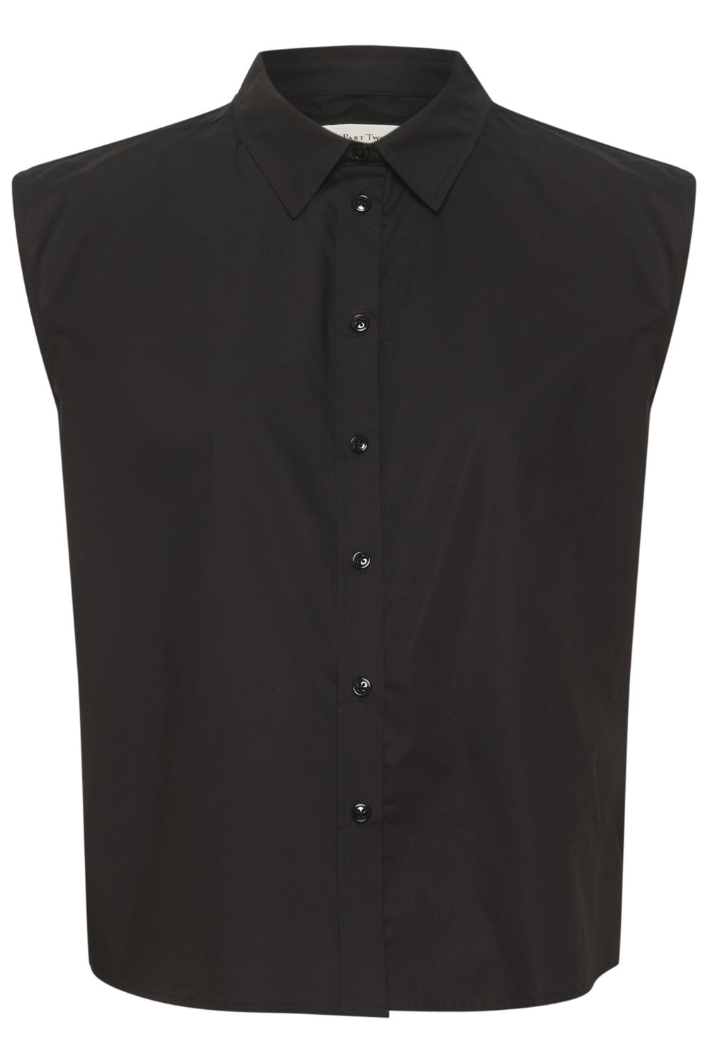 Part Two Alfie Shirt, ermløs skjorte, sort