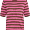 Kaffe Milo Short Sleeve Knit, brun/rosa stripet