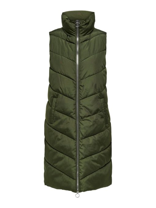 JDY Finno Long Padded Waistcoat, mosegrønn