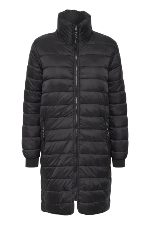 Kaffe Lira Long Jacket, tynn boblejakke, sort