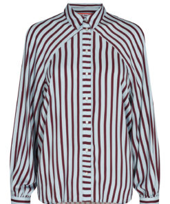 Nümph NuWigga Shirt, stripet skjorte, lyseblå/burgunder