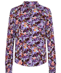 Nümph NuWera Shirt, blomstret skjorte, lyseblå/lilla