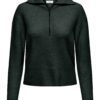 JDY Drea l/s High Neck Zip Pullover, mørk grønn