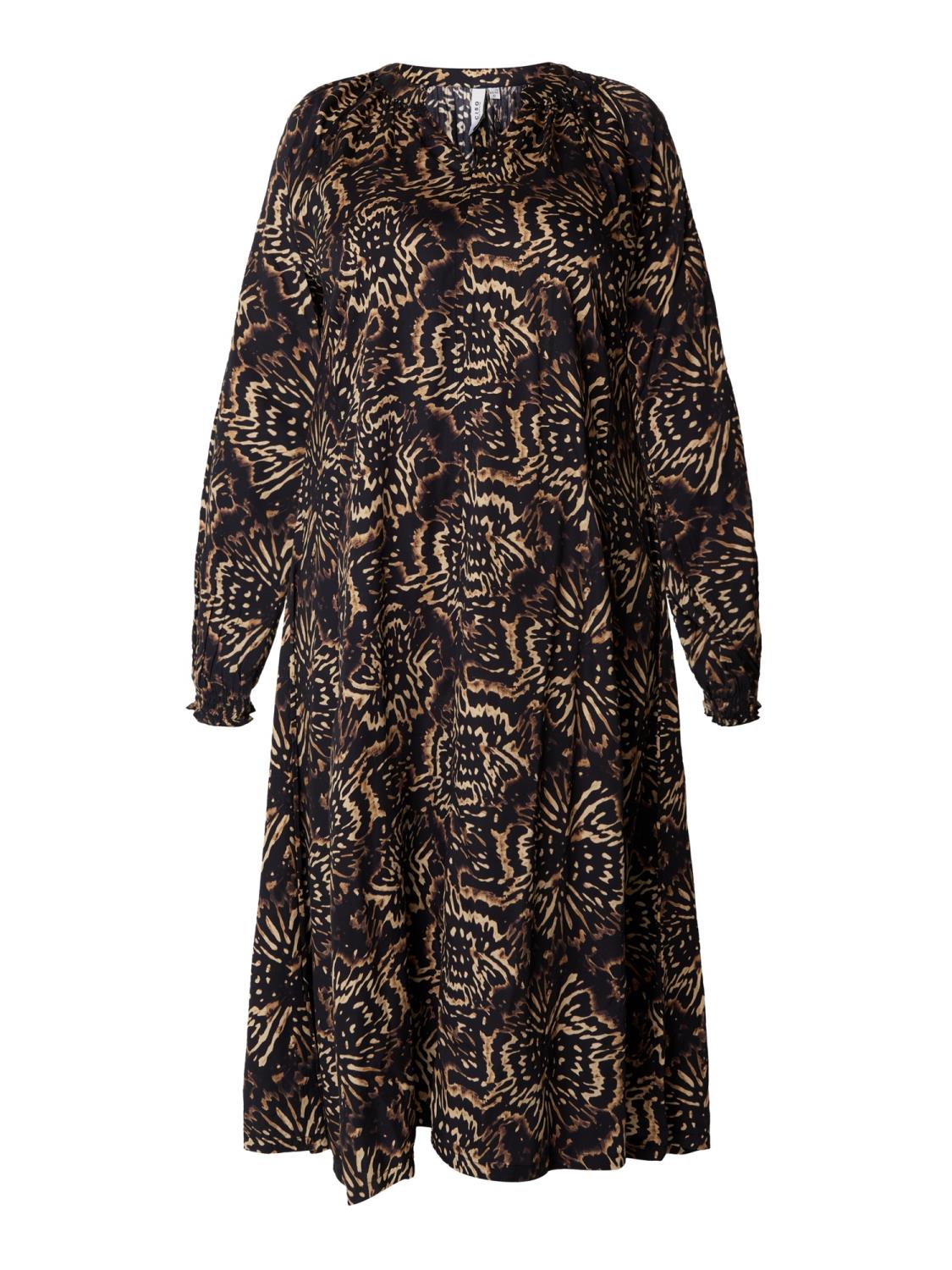 Ciso Dress, mønstret kjole, sort/brun