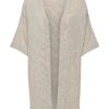 JDYShine Life L/S open kimono knit, gråbeige melert