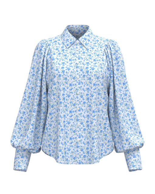 MSCH Laurelle Ladonna Shirt, hvit/blå blomstret