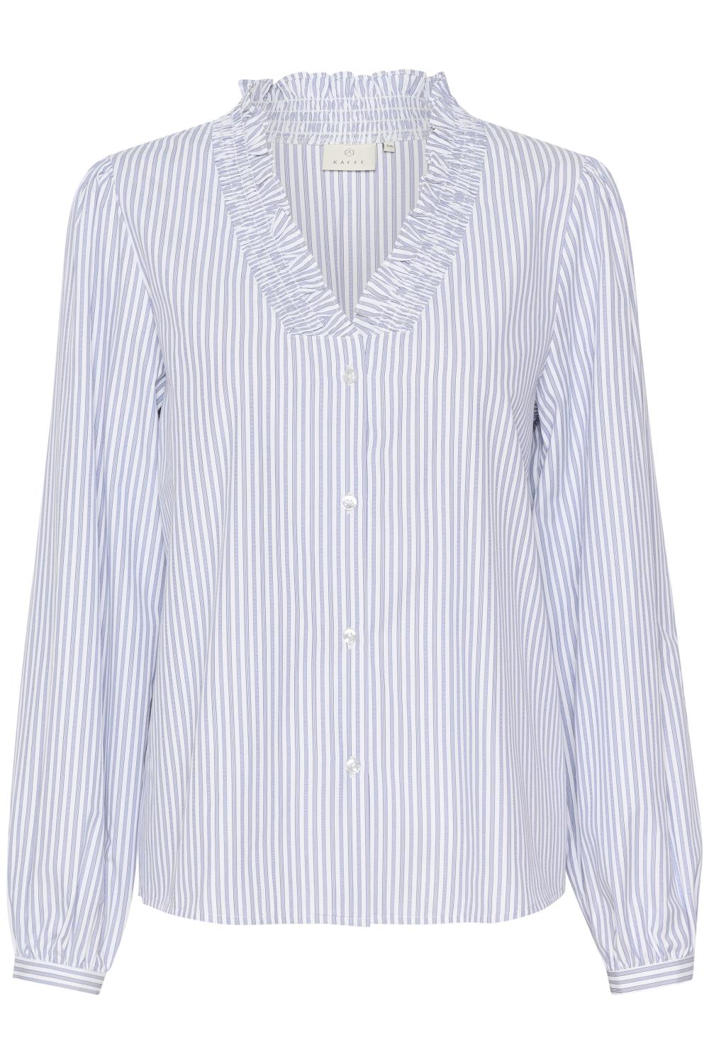 Kaffe KAmaibritt Shirt, skjortebluse, hvit/blå stripet