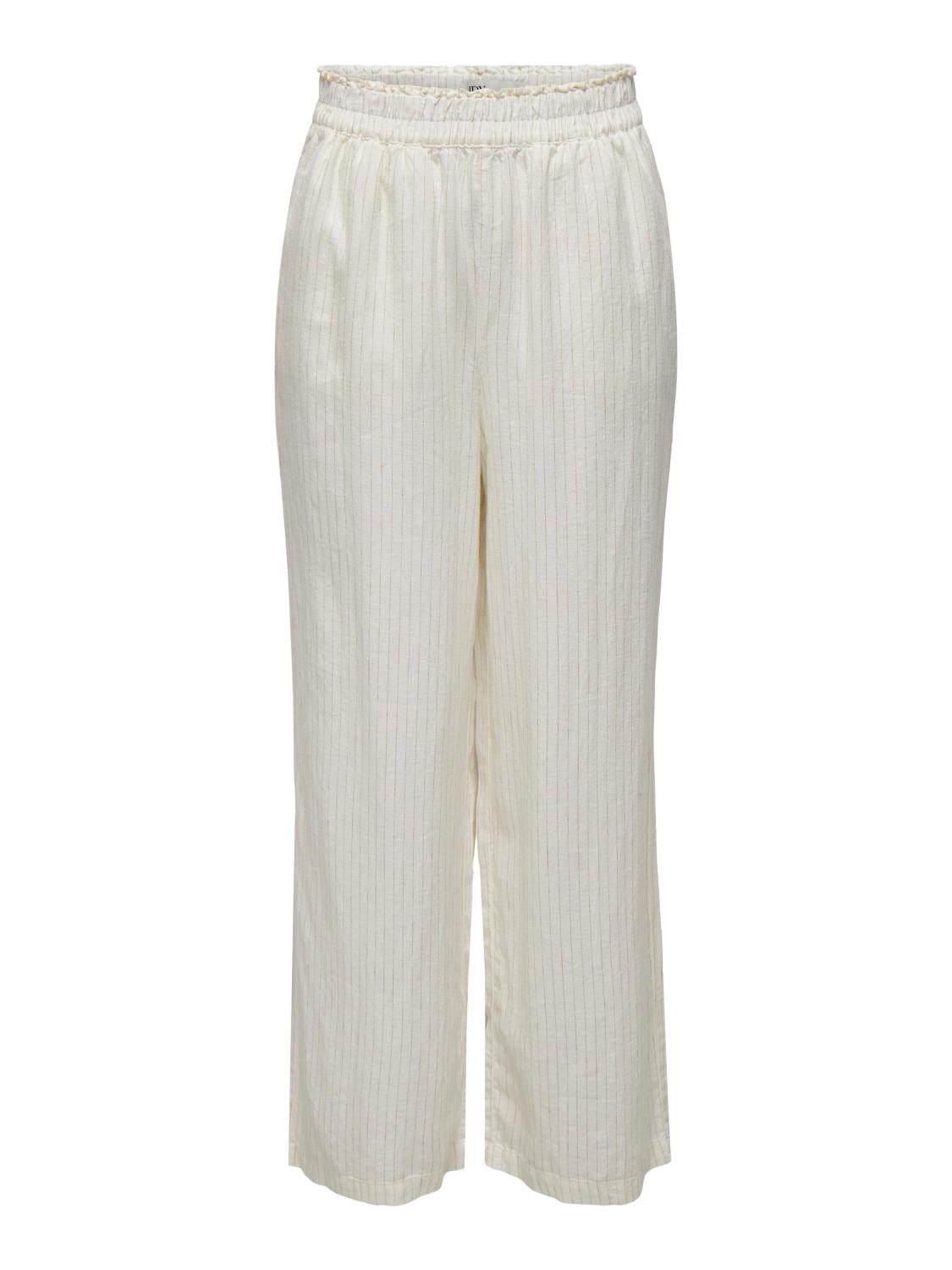 JDY Petra HW Wide Pant, linen blend, offwhite/stripet