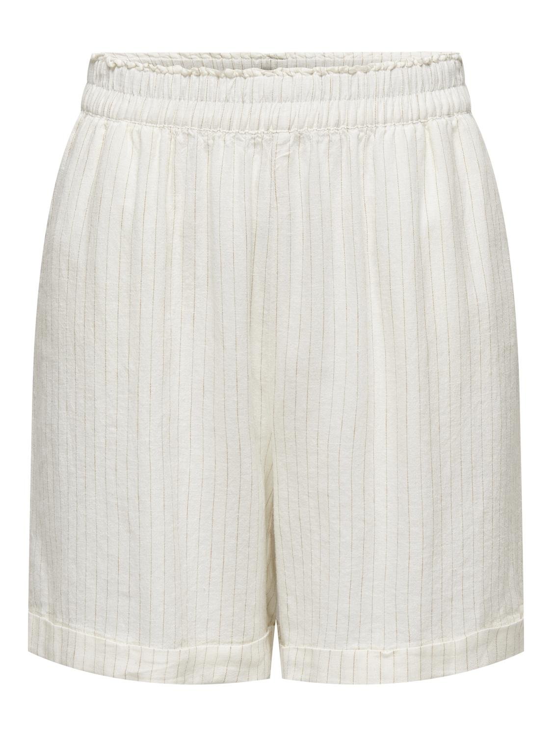 JDY Petra HW Wide Shorts, linen blend, offwhite/stripet