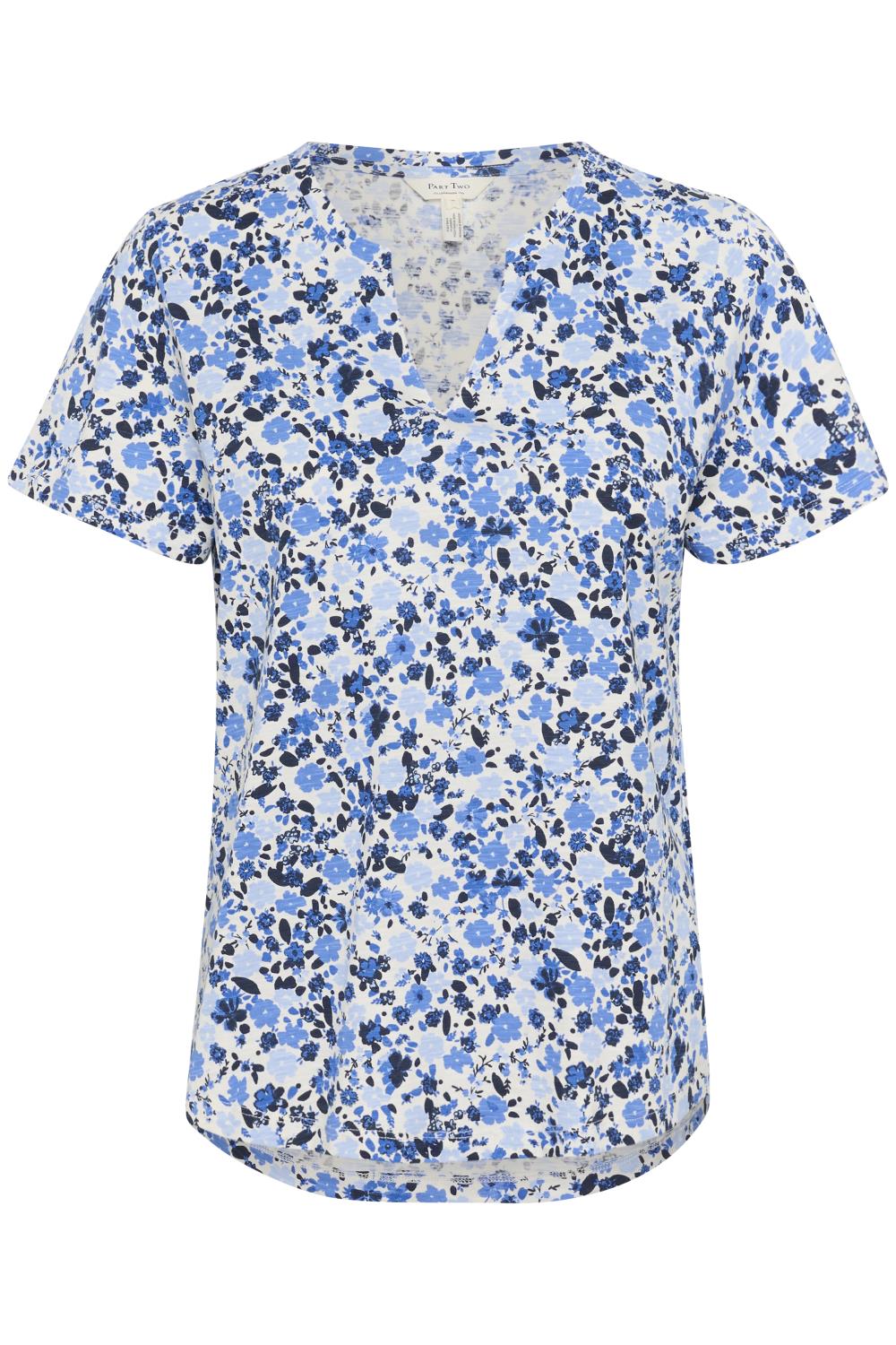 Part Two Gesinas T-skjorte, blå/blomstret