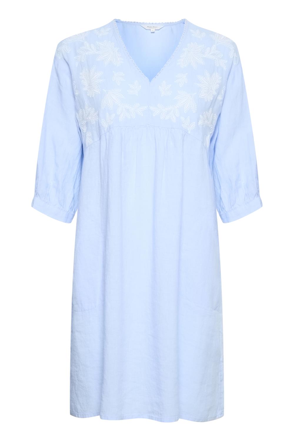 Part Two Giazella Dress, lys blå/broderi