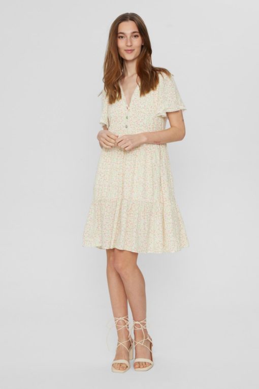 Nümph Nukira SS Dress, offwhite/prikket