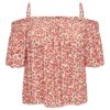 JDY Tori Life S/L Off Shoulder Top, rosa blomstret