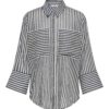 JDY Martina 7/8 Striped Shirt, marineblå/offwhite