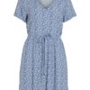 Vila Vilise Nua S/S V-neck Short Dress, blå/mønstret