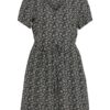 Vila Vilise Nua S/S V-neck Short Dress, sort/mønstret