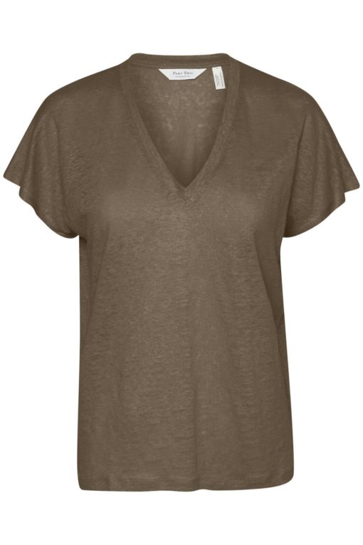 Part Two Axelines Pure Linen t-shirt, olivengrønn