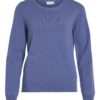 Vila Viril O-neck L/S Knit Top, blå