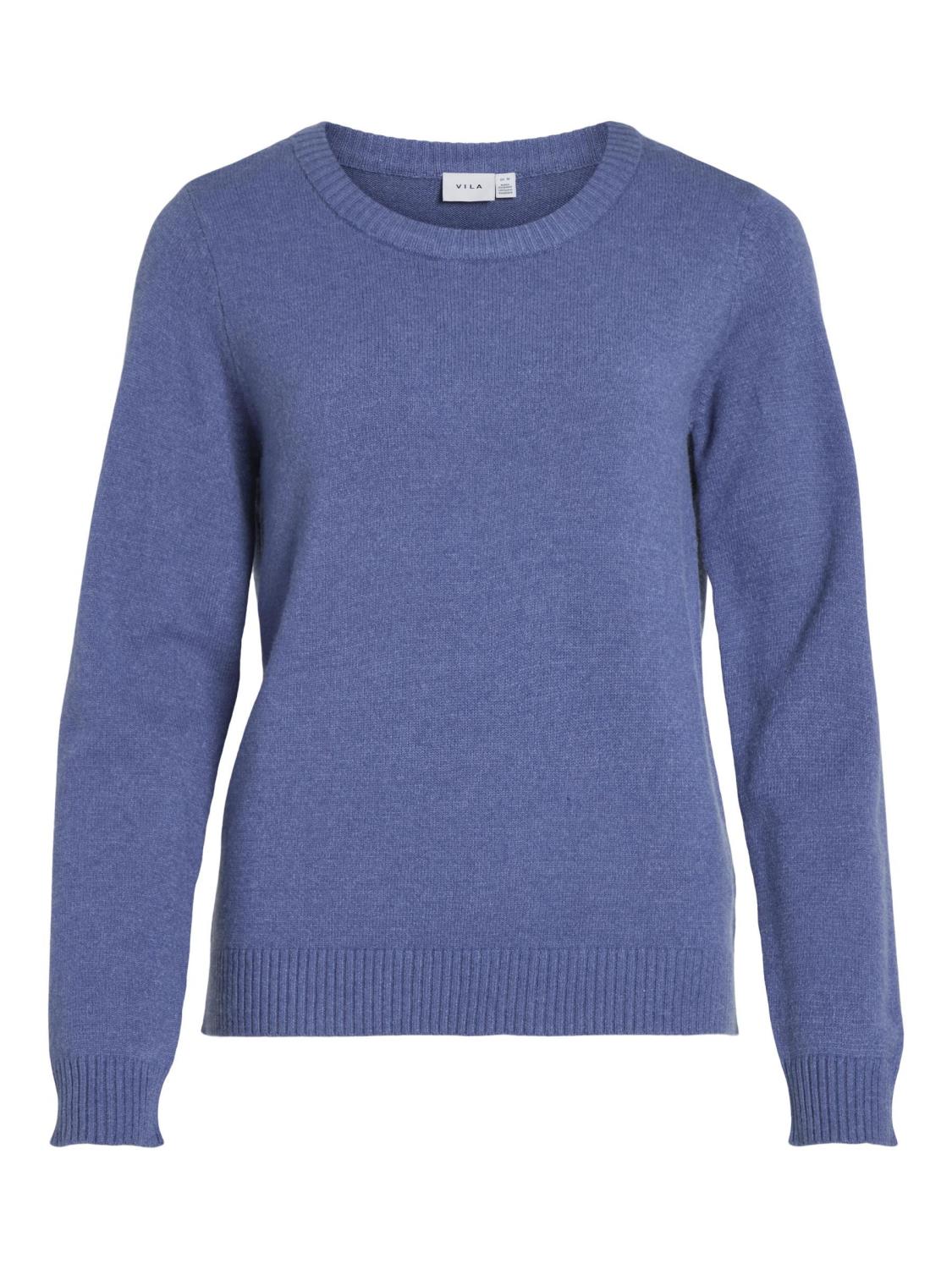 Vila Viril O-neck L/S Knit Top, blå