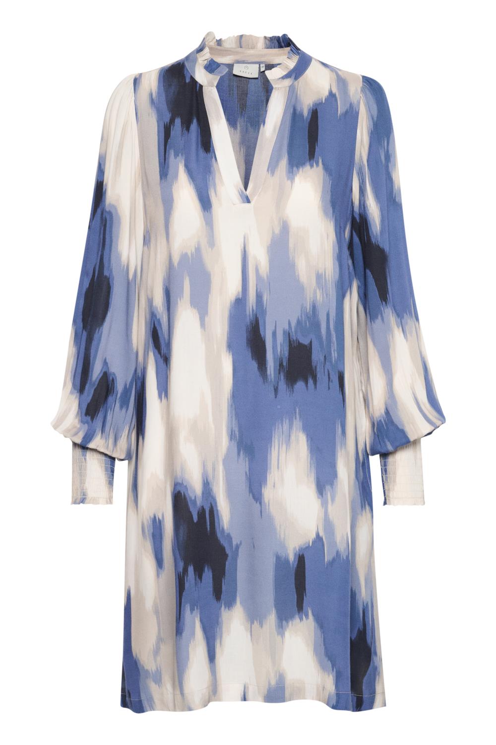 KAffe KAbeathe Short Dress, blå/beige mønstret