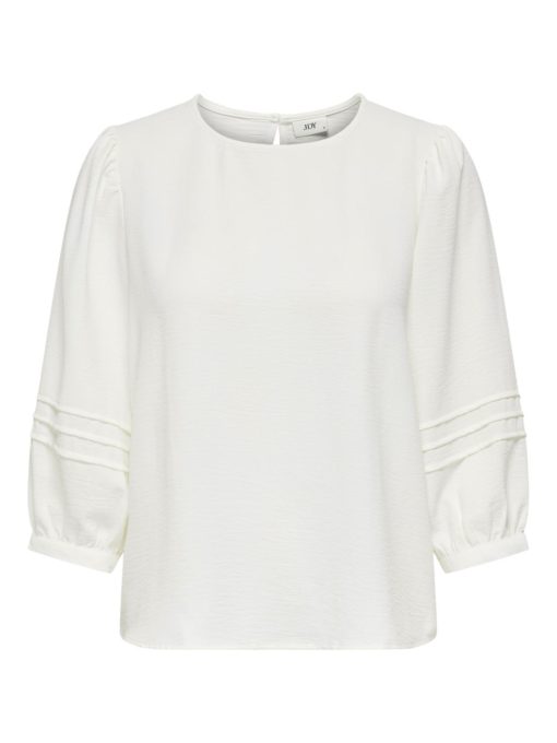 JDY Lion 3/4 Pleat O-neck Top, offwhite