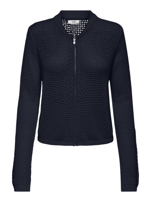 JDY Tikka Ivy L/S Short Zip Cardigan, marineblå