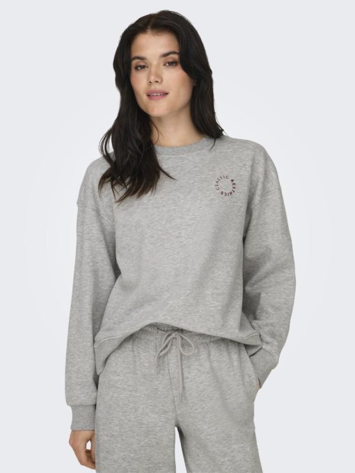 JDY Sally L/S O-neck Sweat JRS, lys grå