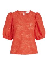 Vila Fina 2/4 O-neck Top, rød orange