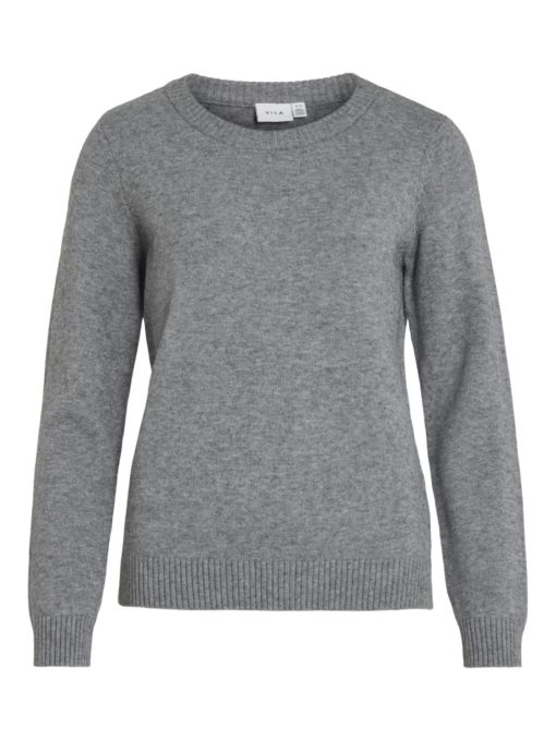 Vila Viril O-neck Knit Pullover, grå