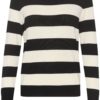 Kaffe KAlizza Striped Knit Pullover, sort/offwhite