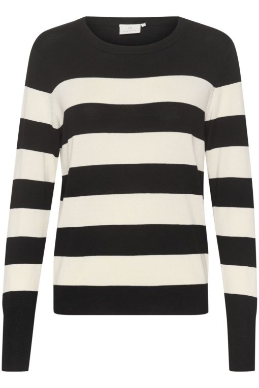 Kaffe KAlizza Striped Knit Pullover, sort/offwhite